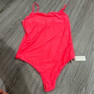 Aerie smoothed neon pink Vibrant Pink bodysuit L